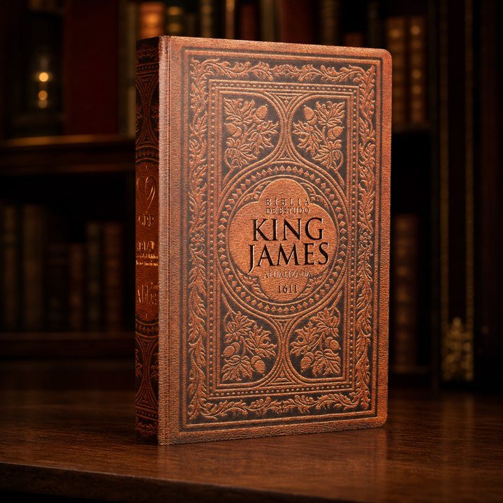 Bíblia de Estudo King James Atualizada 1611 em capa dura vintage